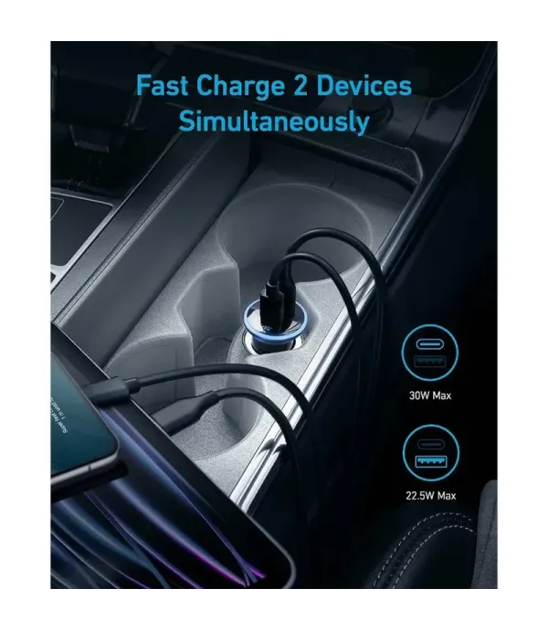 شارژر فندکی 52.5 وات فست شارژ انکر مدل Anker USB-C Car Charger 30W A2735