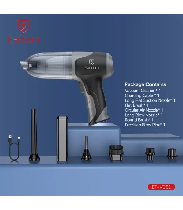 جارو شارژی خودرو ارلدام مدل Earldom VC01 3600mAh Wireless Car Vacuum Cleaner
