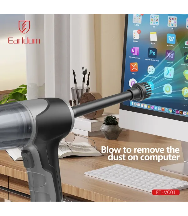 جارو شارژی خودرو ارلدام مدل Earldom VC01 3600mAh Wireless Car Vacuum Cleaner