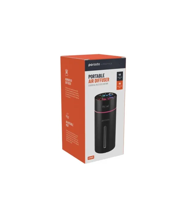 خوشبو کننده هوا مناسب خودرو، منزل و محل کار 300 میلی لیتر پرودو مدل Porodo Lifestyle Portable Air Diffuser PD-LFST031-BK