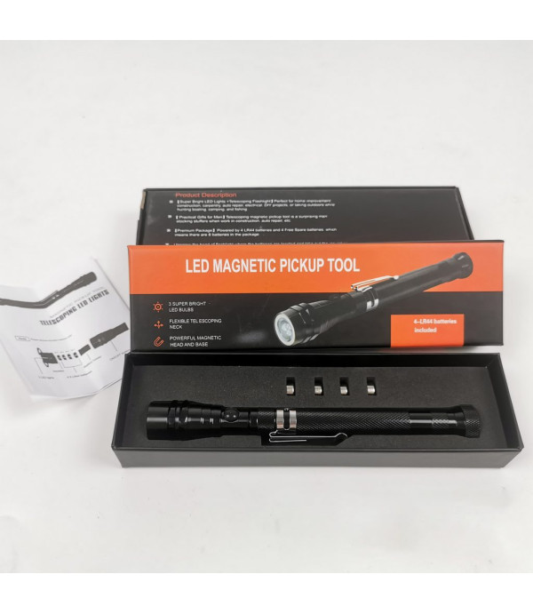 چراغ قوه خرطومی آهن ربایی شارژی LED Telescoping Magnetic Flashlight Pickup Tool Car Repair Outdoor Camping Home Use Cool Gadget