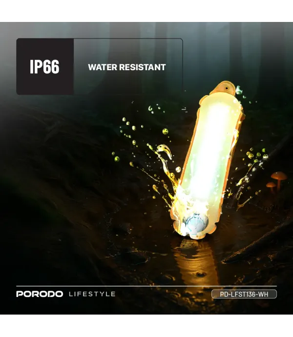 چراغ بادی کاملا ضد آب اتصال آهنربایی پرودو مدل Porodo Lifestyle Inflatable Outdoor Magnetic Tube Light White PD-LFST136-WH