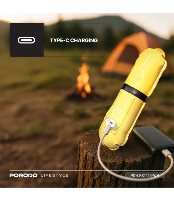 چراغ بادی کاملا ضد آب اتصال آهنربایی پرودو مدل Porodo Lifestyle Inflatable Outdoor Magnetic Tube Light White PD-LFST136-WH