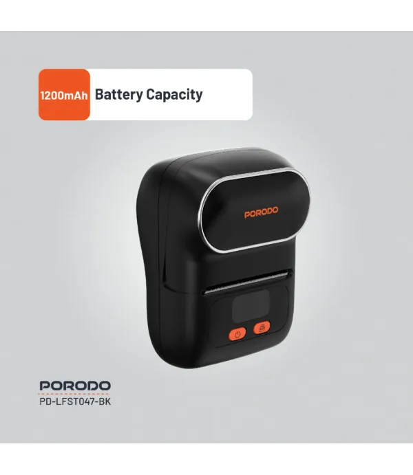 پرینتر لیبل زن حرارتی و قابل حمل پرودو مدل Porodo Lifestyle Super HD Thermal Printer - Black PD-LFST047-BK