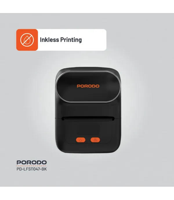 پرینتر لیبل زن حرارتی و قابل حمل پرودو مدل Porodo Lifestyle Super HD Thermal Printer - Black PD-LFST047-BK