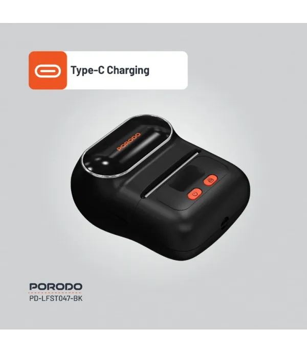 پرینتر لیبل زن حرارتی و قابل حمل پرودو مدل Porodo Lifestyle Super HD Thermal Printer - Black PD-LFST047-BK