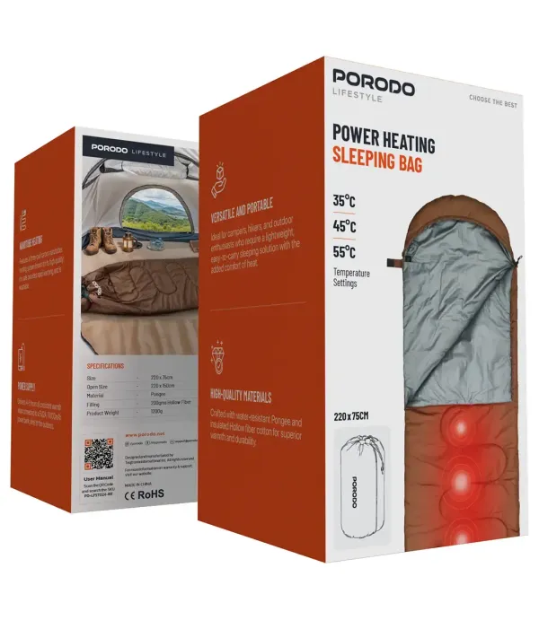 کیسه خواب برقی با قابلیت تنظیم دما پرودو مدل Porodo Lifestyle Power Heating Sleeping Bag PD-LFST024-BR کیسه خواب برقی با قابلیت تنظیم دما پرودو مدل Porodo Lifestyle Power Heating Sleeping Bag PD-LFST024-BR