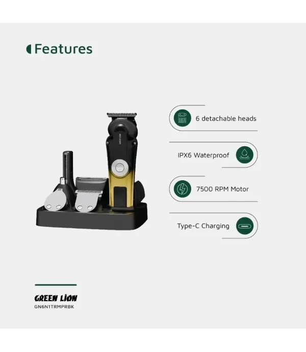 ماشین اصلاح سر و صورت گرین لاین مدل Green Lion 6 in 1 Trim Pro Grooming Kit GN6N1TRMPRBK ماشین اصلاح سر و صورت گرین لاین مدل Green Lion 6 in 1 Trim Pro Grooming Kit GN6N1TRMPRBK