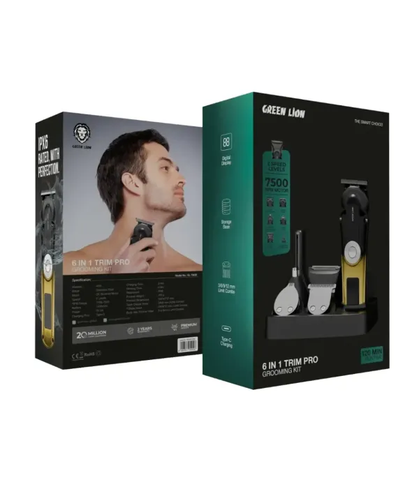 ماشین اصلاح سر و صورت گرین لاین مدل Green Lion 6 in 1 Trim Pro Grooming Kit GN6N1TRMPRBK ماشین اصلاح سر و صورت گرین لاین مدل Green Lion 6 in 1 Trim Pro Grooming Kit GN6N1TRMPRBK