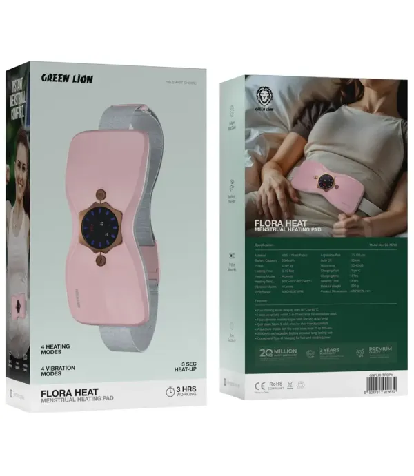 ماساژور برقی شکم کاهش درد قاعدگی تنظیم دما تا 65 درجه گرین لاین مدل Green Lion Flora Heat Menstrual Heating Pad GNFLRHTPDPK ماساژور برقی شکم کاهش درد قاعدگی تنظیم دما تا 65 درجه گرین لاین مدل Green Lion Flora Heat Menstrual Heating Pad GNFLRHTPDPK