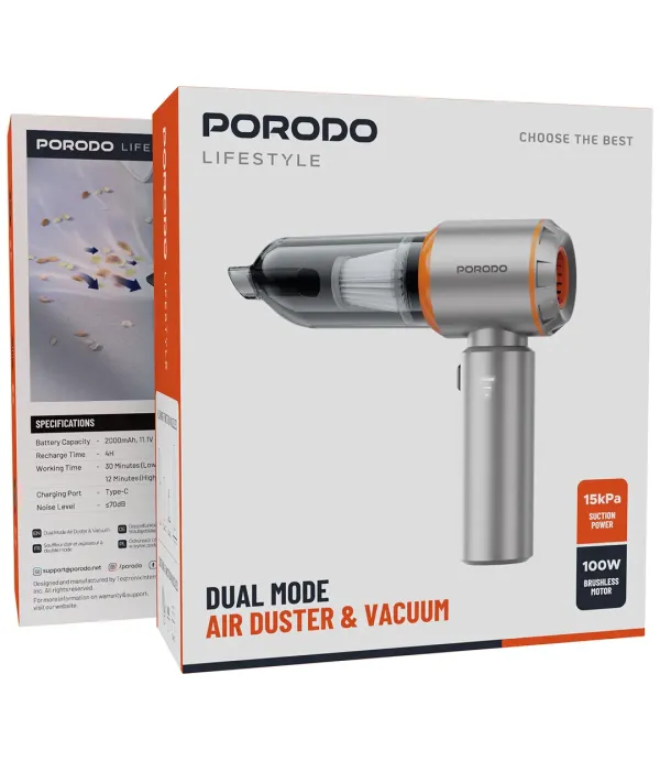 جارو و دمنده شارژی 100 وات  پرودو مدل Porodo Lifestyle Dual Mode Air Duster & Vacuum PDLFST042BK جارو و دمنده شارژی 100 وات  پرودو مدل Porodo Lifestyle Dual Mode Air Duster & Vacuum PDLFST042BK
