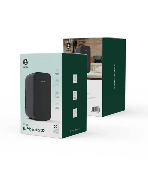 یخچال خودرو 22 لیتری 56 واتی قابلیت اتصال به فندکی و برق شهری گرم کن و سرد کن گرین لاین مدل Green Lion Mini Refrigerator 22L 65W GNREFG22LBK