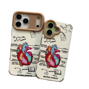 قاب مخملی آیفون سری 17 طرح آناتومی قلب