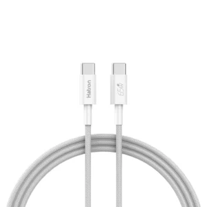 کابل شارژ و انتقال دیتا 2 سر تایپ سی 65 وات هترون مدل HC605HB