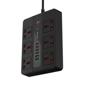 چندراهی برق و هاب شارژ پرودو مدل Porodo Multi-Port Super Hub PD-FWCH009-3M | 6 پریز، 6 پورت USB و توان 3000W