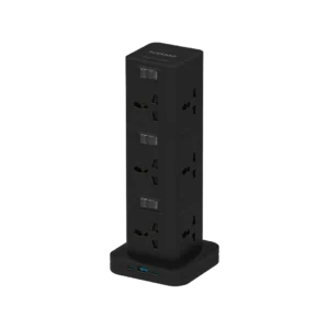 چندراهی برق هوشمند پرودو مدل Porodo Three-Story 12AC Power Hub PD-FWCH042 | 12 پریز، USB-C PD و QC 3.0، توان 2500W