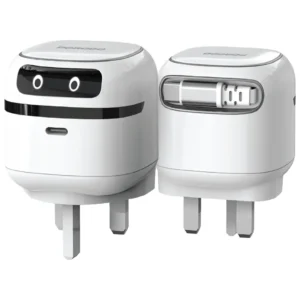 شارژر دیواری پرودو مدل Porodo Ayuon Mini Travel Charger PD 65W | شارژر 65 وات با کابل Type-C جمع‌شونده