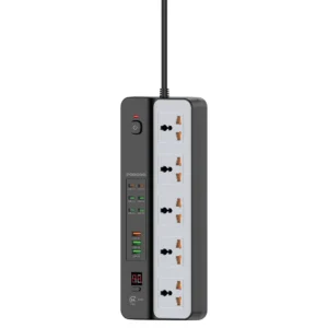 چندراهی برق پرودو مدل Porodo 3000W Universal Power Strip | 5 پریز یونیورسال و 9 پورت USB (6×USB-C + 3×USB-A)