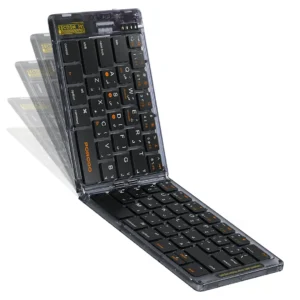 کیبورد بی‌سیم پورودو مدل Porodo Crystal Shell Wireless Keyboard PD-ETK03 | تاشو با بلوتوث و حروف فارسی/عربی