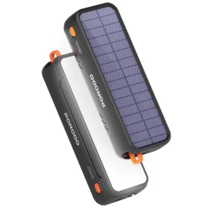 پاوربانک خورشیدی پورودو مدل Porodo Solar Powered 20000mAh Power Bank PDPBAS149BK | شارژ سریع 22.5 وات