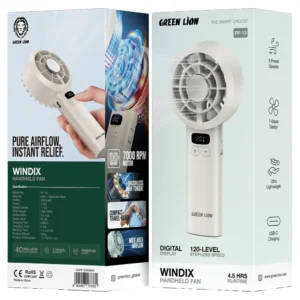 پنکه دستی شارژی گرین لاین مدل Green Lion Windix Handheld Fan | سبک، قابل حمل و شارژ Type-C