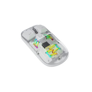 ماوس بی‌سیم شفاف پورودو مدل Porodo Transparent Dual Mode Mouse PDTMDM | بلوتوث و 2.4 گیگاهرتز