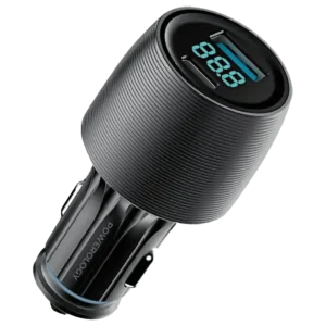 شارژر فندکی پاورولوژی مدل Powerology Velox 83W Dual-Port Car Charger PCCSR020BK | شارژر خودرو 83 وات PD 65W و QC 18W