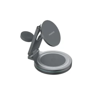 شارژر وایرلس 3 در 1 پرودو مدل Porodo Rotating Base Wireless Charger PD-FWCH039-GY | شارژ همزمان گوشی، ساعت و ایرپاد
