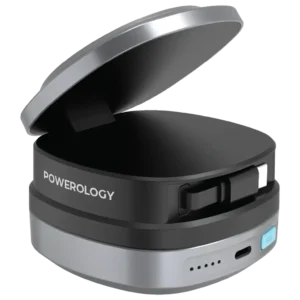 پاوربانک پاورولوژی مدل Powerology Lyons 10000mAh Power Bank PPBFT04BK | شارژ بی‌سیم 15 وات، PD 45W، کابل USB-C جمع‌شونده