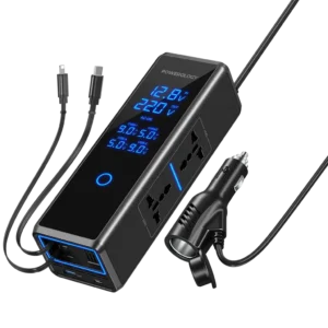 مبدل برق خودرو پاورولوژی مدل Powerology 300W x2 AC Socket Car Power Inverter PWCPI300WBK | اینورتر 300 وات