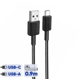 کابل شارژ و انتقال اطلاعات USB به تایپ C انکر مدل A81H5H11 فست شارژ Anker 322 USB-A to USB-C Cable