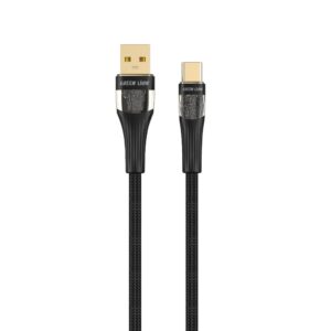 کابل شارژ و انتقال داده گرین لاین مدل Green Lion Transparent Cable USB-A to USB-C Black | توان 60 وات